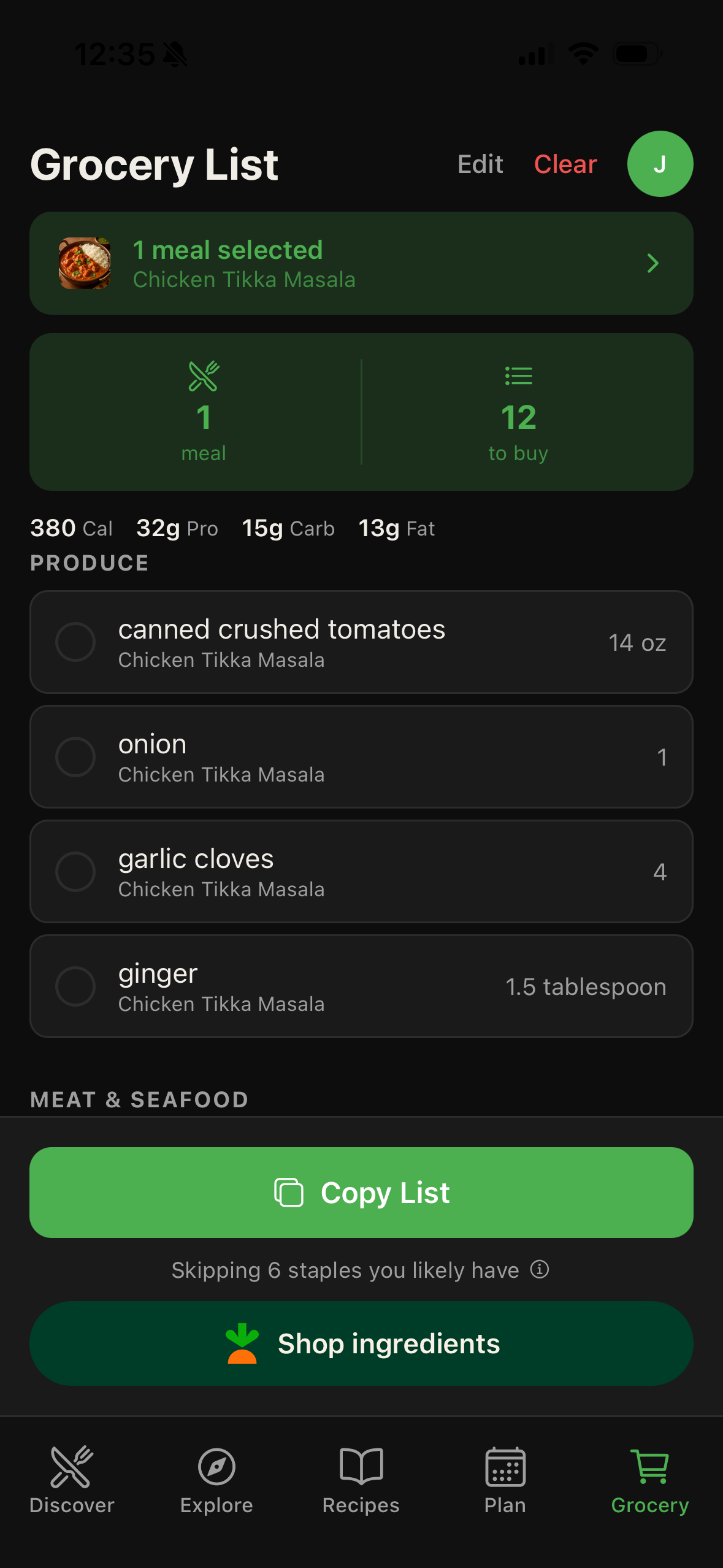 Grocery list